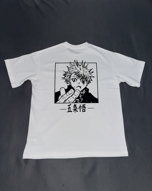 CAMISETA GOJO JJK OVERSIZE BLANCA 250GSM